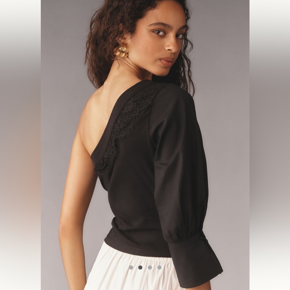 By Anthropologie one shoulder puff sleeve top - Picture 4 of 13